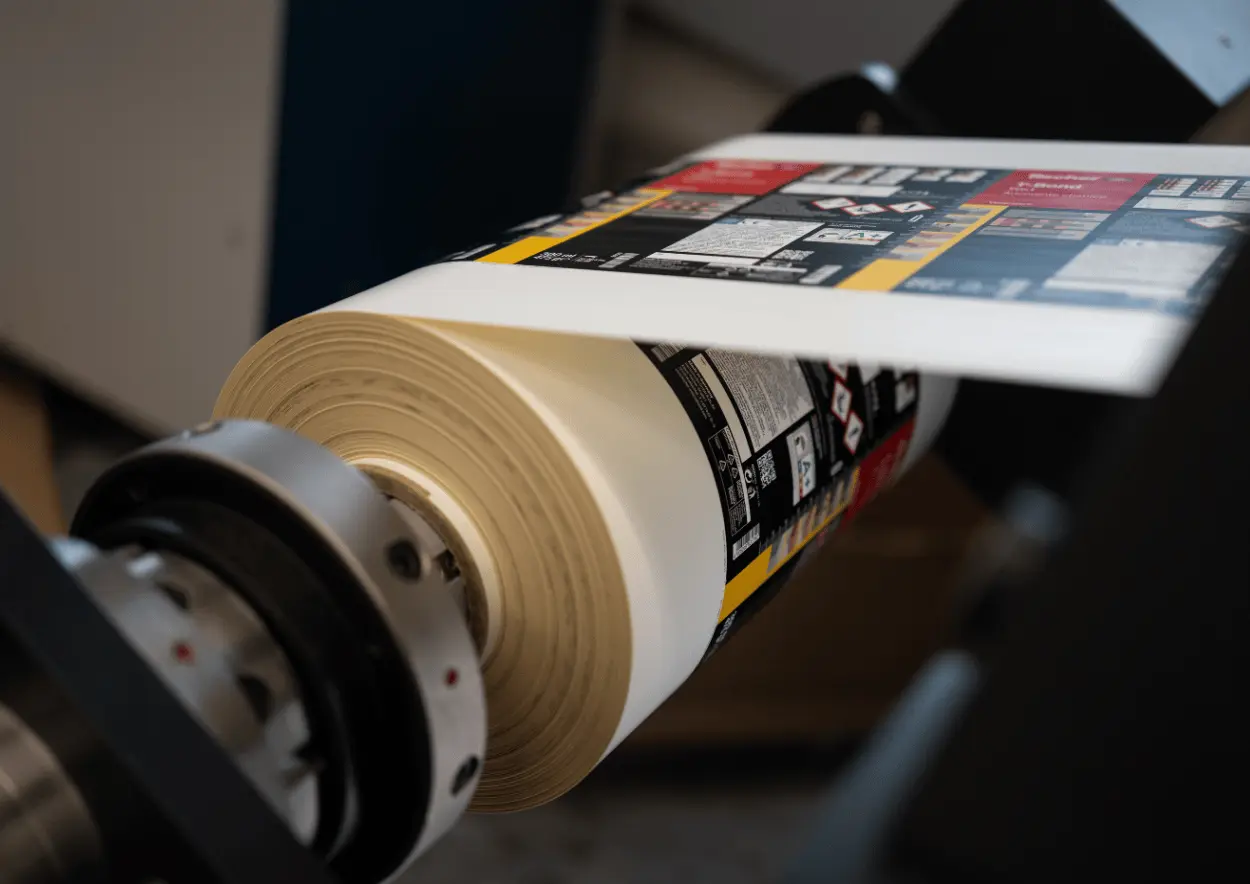 Etiketten auf einer Rolle.